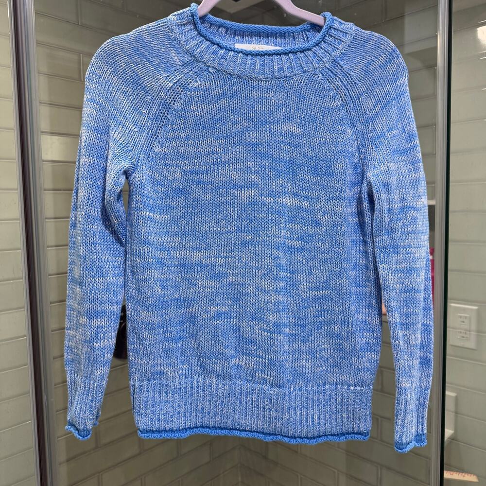 Lilly Pulitzer Deba Sweater XS Blue White Marled Cotton 016985 Coastal